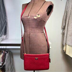 Coach Red Leather Madison East West Swingpack Crossbody Bag Purse